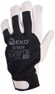 Geko leren werkhandschoenen - velcro sluiting - maat 10 - blauw en wit - en388 bescherming - 12 stuks