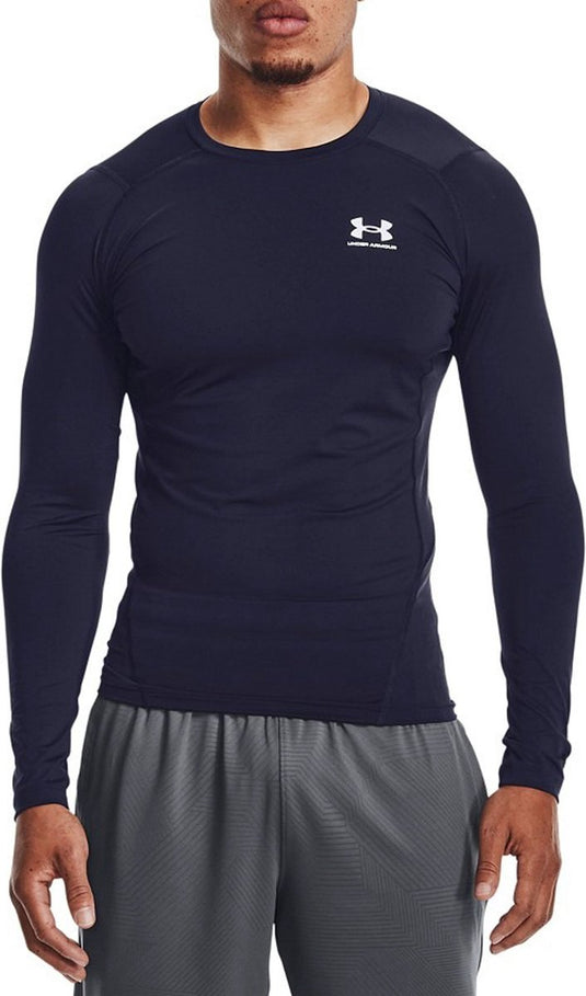 Under armour ua hg armour comp ls-blu heren sporshirt - midnight navy - wit