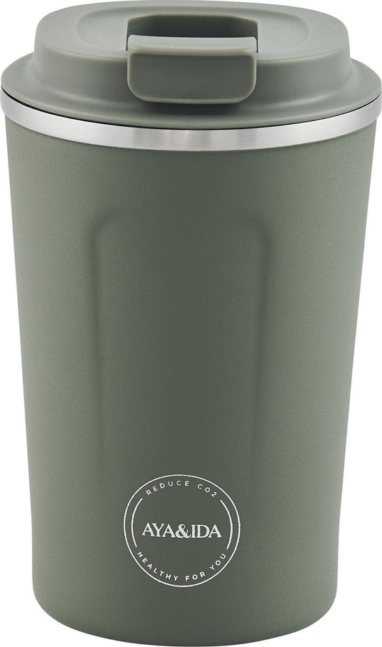 Aya ida aya ida - cup2go - thermosbeker - koffiebeker - coffee to go - reisbeker - meenemen - 380ml - tropical green