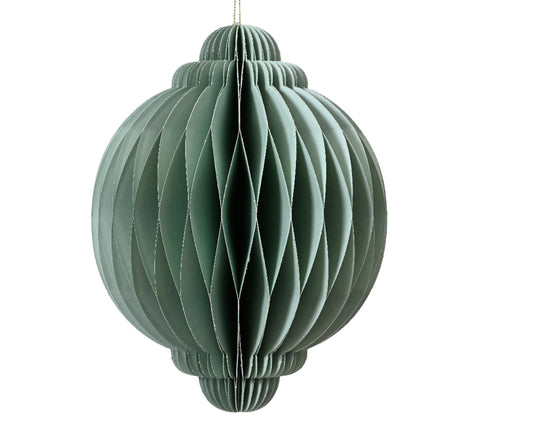 Decoris kersthanger van papier 100% fsc dia11x15cm groen