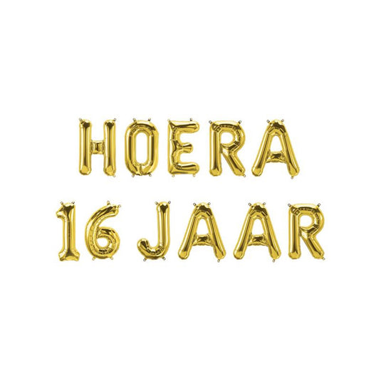 Paperdreams folie ballon slinger - hoera 16 jaar