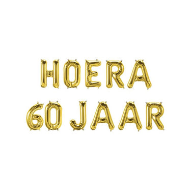 Paperdreams folie ballon letterslinger - hoera 60 jaar