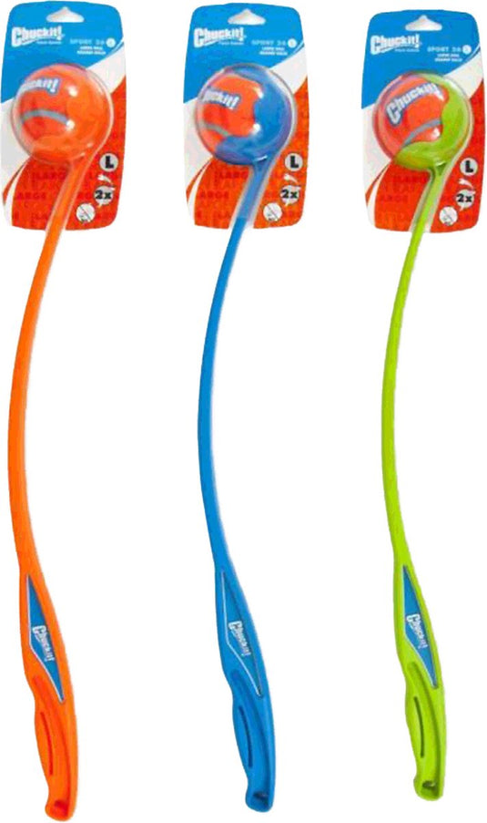 Chuckit! sport ball launcher - 66 cm - werpstok - ballenwerper - hondenspeelgoed - incl. tennisbal large - ø 7 cm - kunststof - assorti