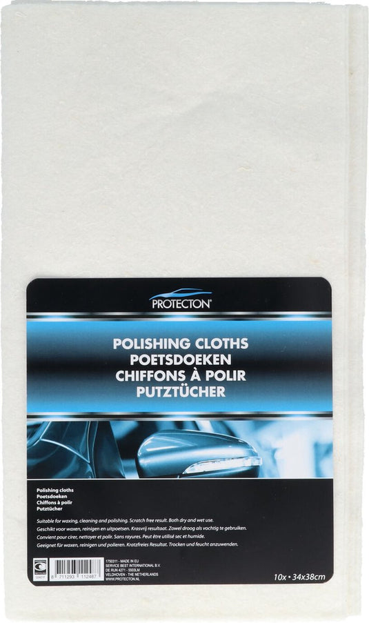 Protecton poetsdoeken – multifunctioneel inzetbaar – ideaal voor reinigen van auto interieur - droog vochtig te gebruiken – 10 stuks in verpakking - 34x38cm