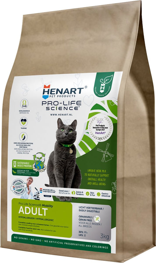 Henart - kattenbrokken - meelwormen insecten – hypoallergeen - 3 kg