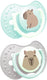 Difrax lovi fopspeen dynamisch - classy - 6 tot 18 maanden - capibara - groen grijs - 2 stuks
