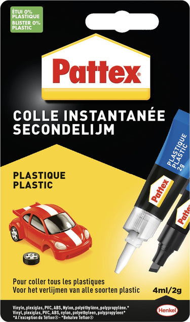 Pattex plastics lijm 2 g + 4ml | universele plasticlijm voor alle toepassingen | bindend gebruik duo-plasticlijm .