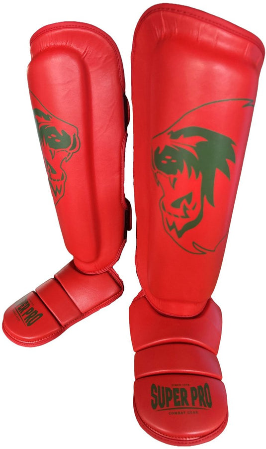 Super pro combat gear scheenbeschermer nations maroc pu rood - groen s