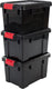 Iris powerbox opbergbox - 21l - kunststof - zwart rood - set van 3