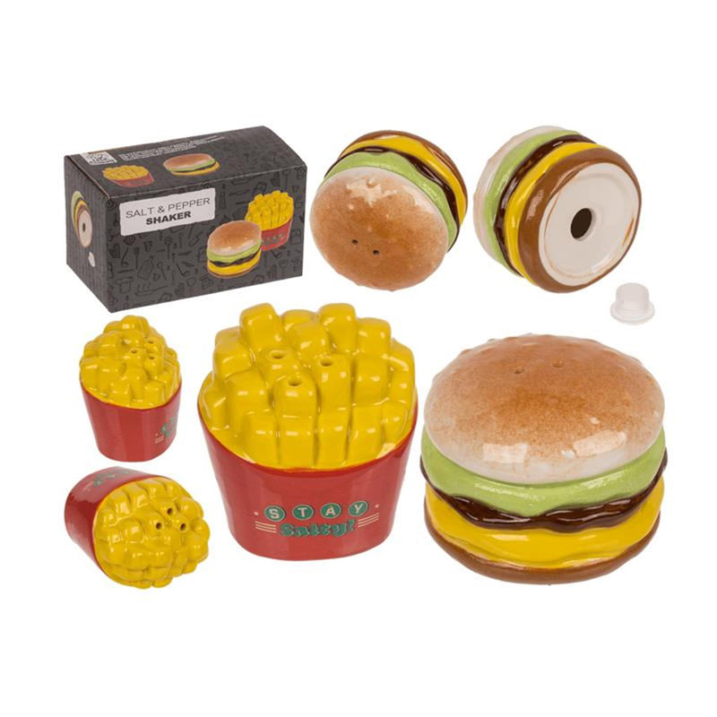 Load image into Gallery viewer, Out of the blue peper zoutstel burger fries 5,5x4,5cm
