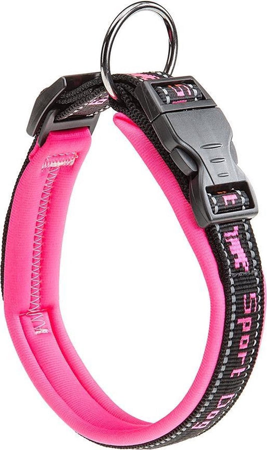 Ferplast sport dog halsband - nylon - zachte voering - roze - breedte 25 mm - nekomtrek 35 - 45 cm (gelieve alvorens bestellen opmeten)