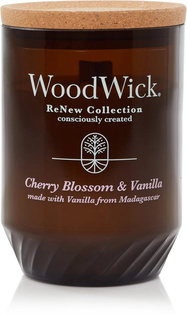 Woodwick renew medium geurkaars - cherry blossom vanilla - 55 branduren