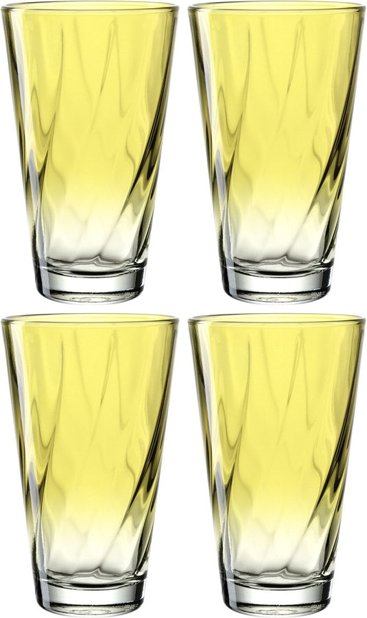 Leonardo twist drinkglas 300ml geel - set 4