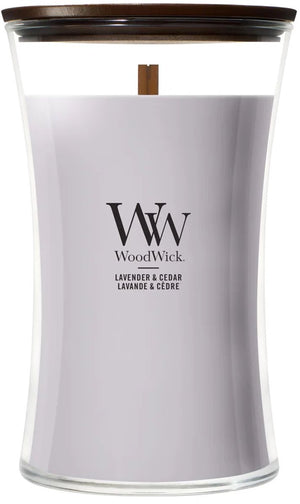 Woodwick hourglass large geurkaars - lavender cedar - 130 branduren
