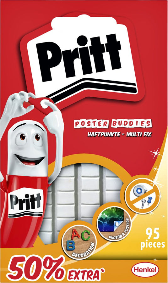Pritt posterbuddies + 50% gratis 52,5 g card | posterbuddies plaklijm voor posters kaarten | universele plaklijm.