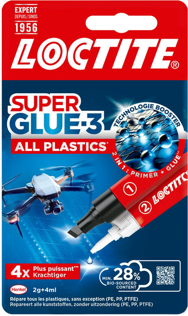 Loctite all plastics 2g+4 ml | plastic lijm universeel | plastic lijm voor alle kunststoffen | speelgoed plasticlijm.