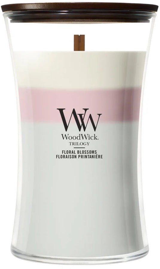 Woodwick hourglass - trilogy floral blossoms - large geurkaars - 130 branduren