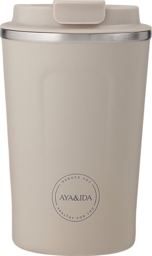 Aya ida aya ida - cup2go - thermosbeker - koffiebeker - coffee to go - reisbeker - meenemen - 380ml - cream beige