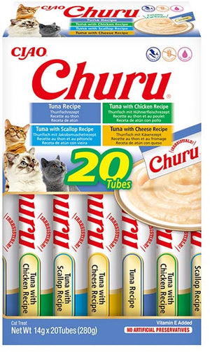 Inaba ciao churu creamy puree liquid kattensnack tonijn variëteiten 20x14g