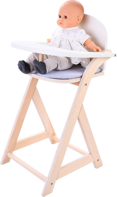 Angel toys poppenstoel grijs wit – houten poppenkinderstoel met kussentje – poppenstoel voor rollenspel – geschikt voor alle poppen – engelhart