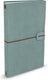 Peter pauper notitieboek - voyager - leder cover - light blue - met koordsluiting - 12x20 cm