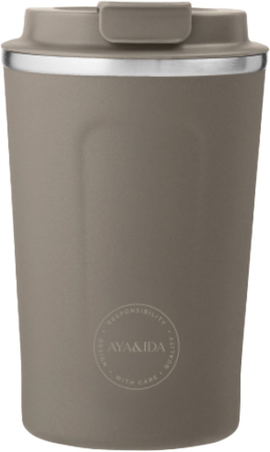 Aya ida aya ida - cup2go - thermosbeker - koffiebeker - coffee to go - reisbeker - meenemen - 380ml - driftwood