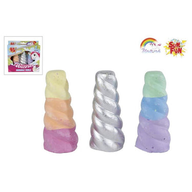 Sun fun stoepkrijt unicorn hoorn 3 stuks 8cm