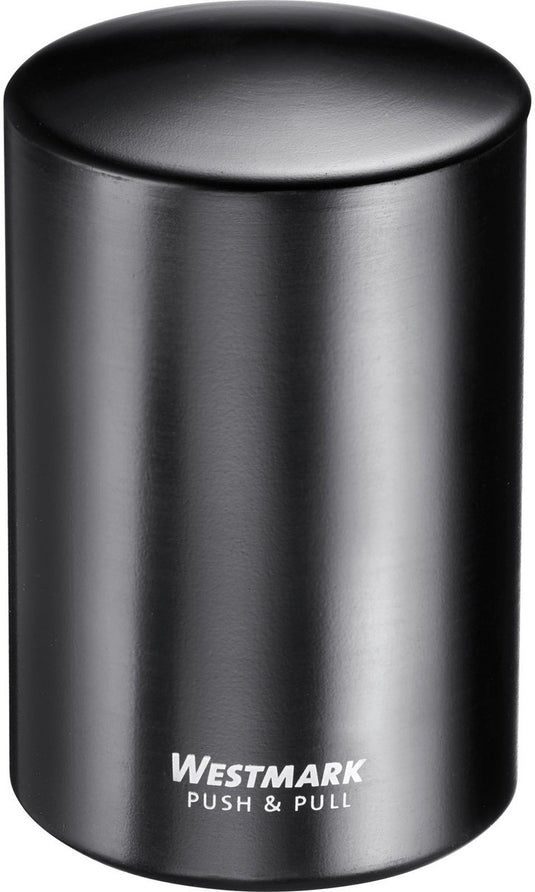 Westmark automatische kurkentrekker, voor kroonkurken, aluminium, push pull, zwart, 5,3 x 5,3 x 8 cm