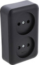 Q-link dubbel stopcontact – wandcontactdoos met kinderbeveiliging – opbouw – zwart
