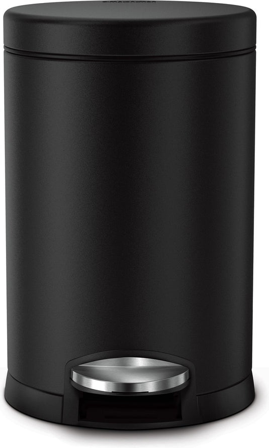 Simplehuman prullenbak rond 4,5 l - zwart - rvs