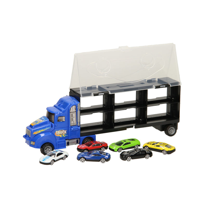 Load image into Gallery viewer, Lobbes speelgoed bv opberg autotransporter - blauw
