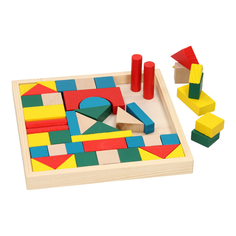 Load image into Gallery viewer, Houten bouwblokken in tray, 48dlg.

