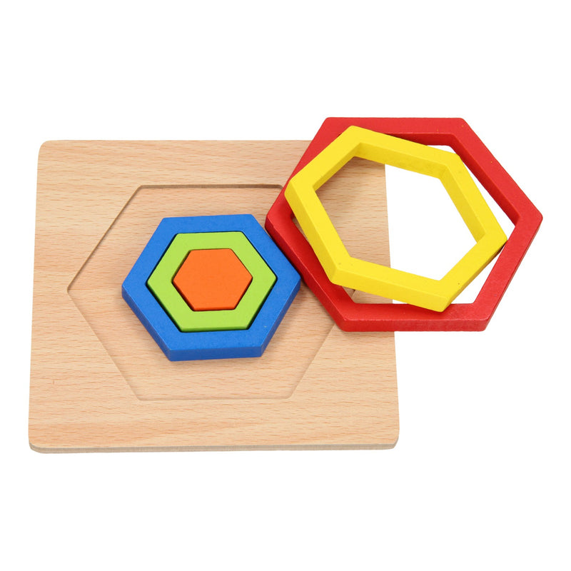 Load image into Gallery viewer, Houten vormenpuzzel - zeshoek
