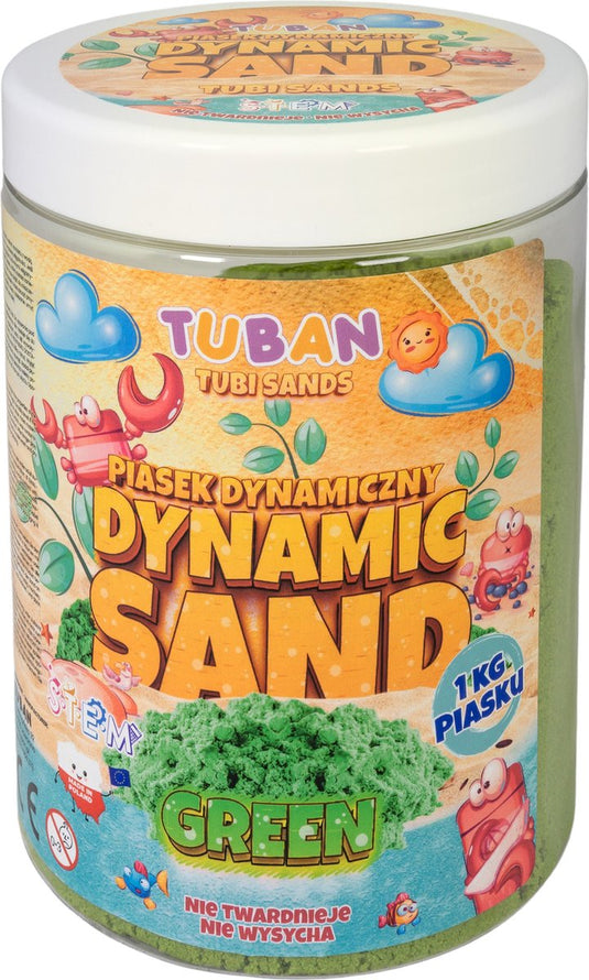 Tuban - dynamic sand – green 1 kg, juwelierswerk zand voor kinderen, 3 jaar, groen