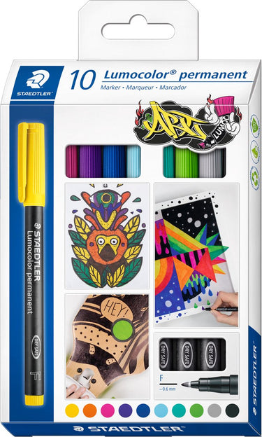 Merkloos sans marque staedtler lumocolor permanent pen f 318 - etui met 10 kleuren