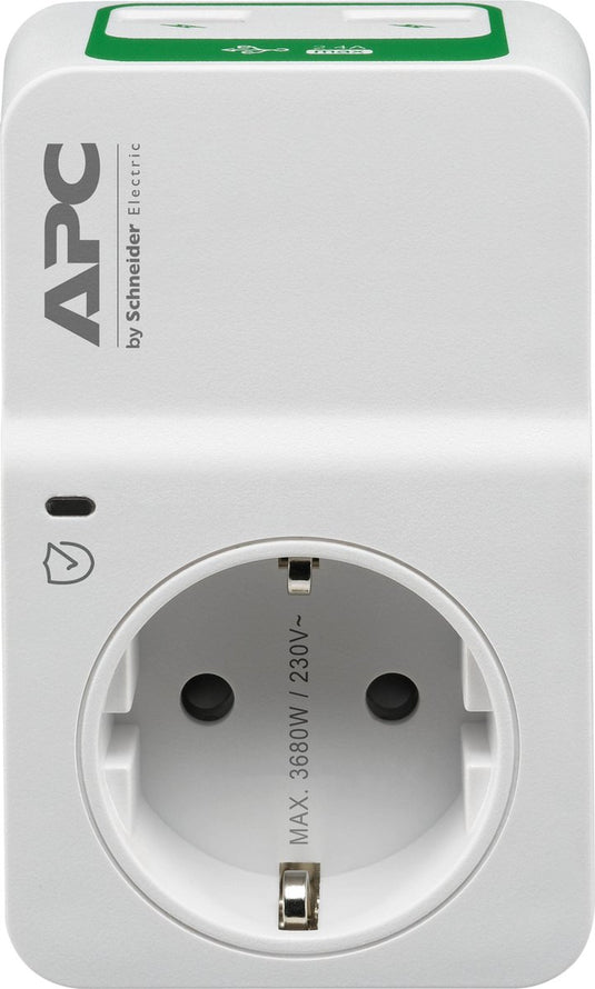 Apc pm1wu2-gr tussenstekker met overspanningsbeveiliging 3680w 1x stopcontact + 2x usb