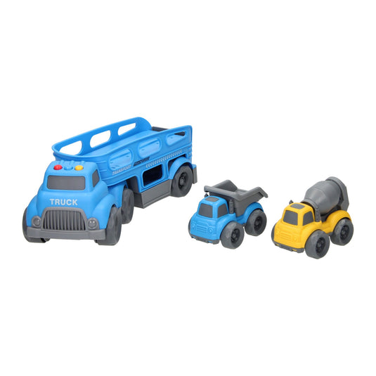 Lobbes speelgoed bv transporter werkvoertuigen met geluid - blauw