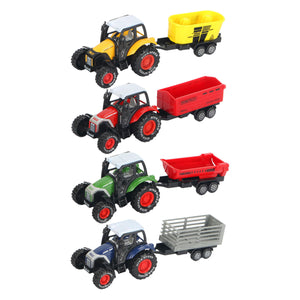 Die-cast trekker met aanhanger en pull-backfunctie