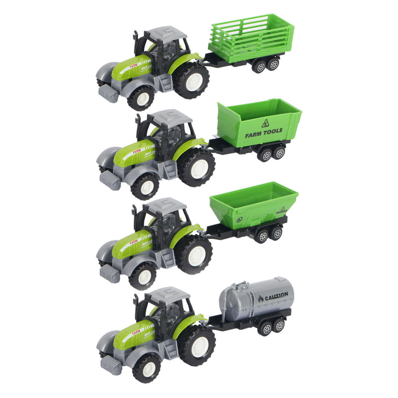 Load image into Gallery viewer, Lobbes speelgoed bv die-cast groene trekker met aanhanger en pull-backfunctie
