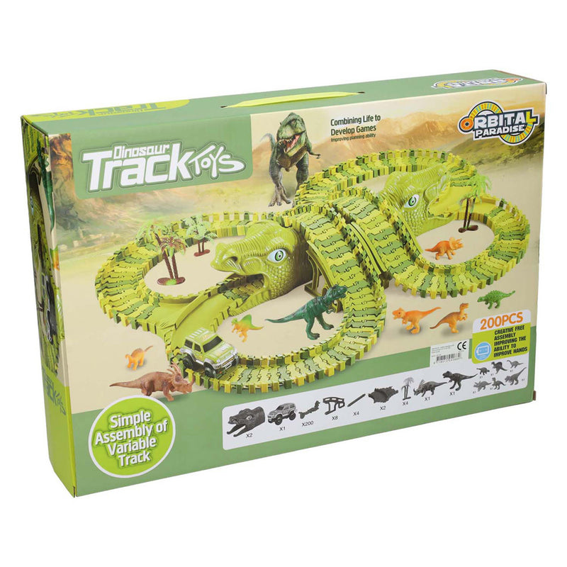 Load image into Gallery viewer, Lobbes speelgoed bv dinotrack - racebaan met dino's - 200-delige set - 3+ jaar

