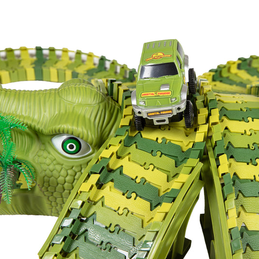 Lobbes speelgoed bv dinotrack - racebaan met dino's - 200-delige set - 3+ jaar