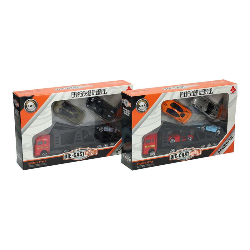 Load image into Gallery viewer, Lobbes speelgoed bv die-cast transporter met 4 auto's
