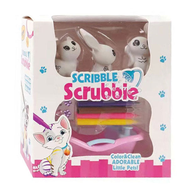 Load image into Gallery viewer, Scribble crubbie inkleurdiertjes met bad
