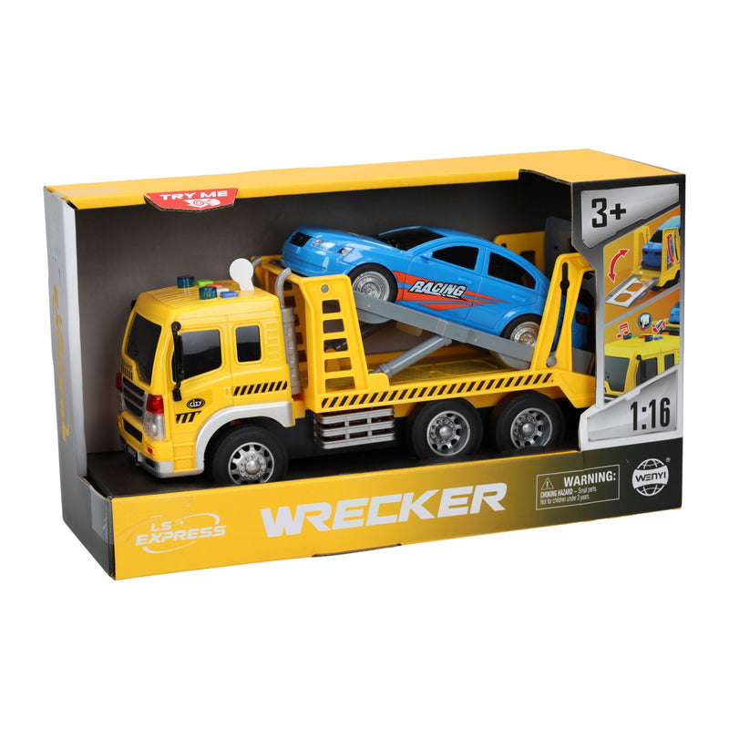 Load image into Gallery viewer, Lobbes speelgoed bv transporter takelwagen met auto licht en geluid
