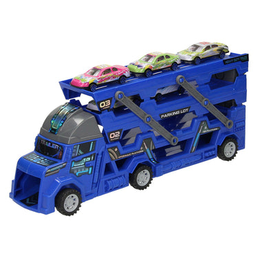 Lobbes uitklapbare autotransporter met afschietfunctie - blauw