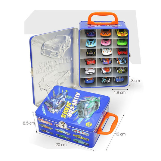 Lobbes die-cast auto's in opbergblik, 18dlg