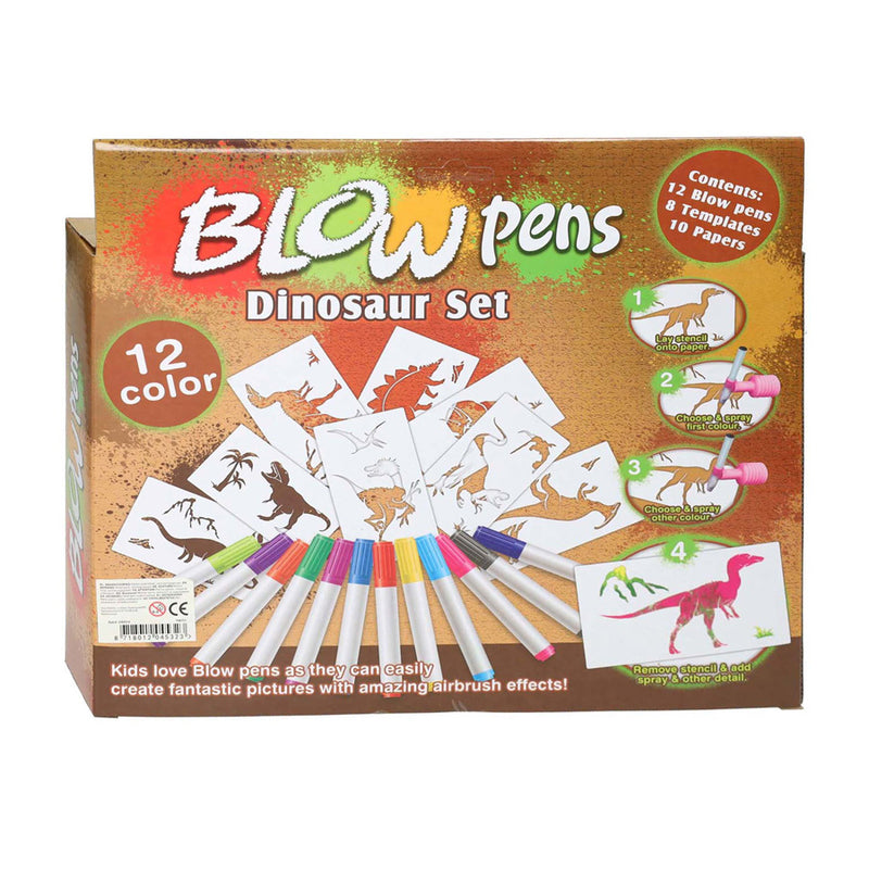 Load image into Gallery viewer, Lobbes speelgoed bv lobbes blaaspennen dinosaurus set met pompje en sjablonen.
