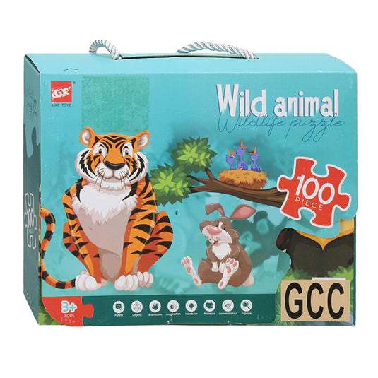 Vloerpuzzel wilde dieren groen, 100st.