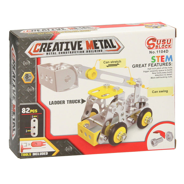 Load image into Gallery viewer, Lobbes speelgoed bv metalen bouwpakket constructie ladderwagen
