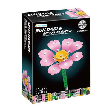 Lobbes metalen bouwset roze bloem